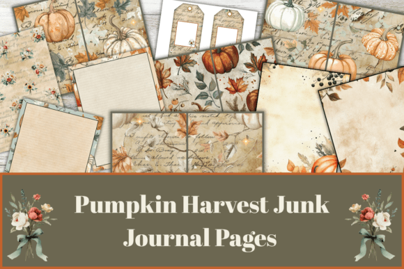 Download Pumpkin Harvest Junk Journal Pages, - Harvest junk journal Collection
