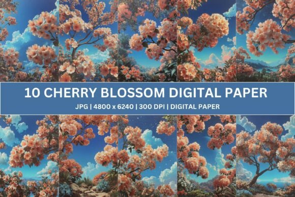 Download Lush Coral Sakura Digital Paper - Digital paper Collection