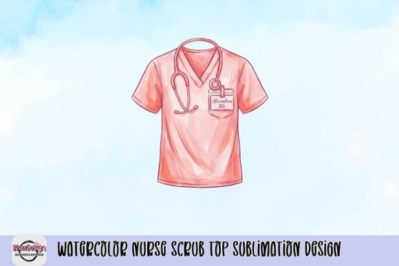 Download Watercolor Nurse Scrub Top Sublimation Design - Premium Bundle