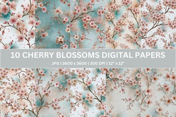 Download Speckled Aqua Sakura Digital Paper - Digital paper Collection