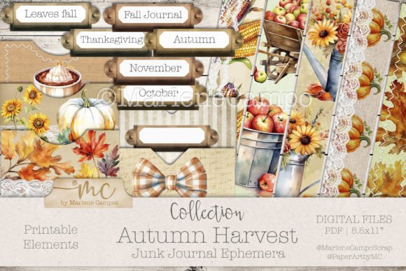 Download Autumn Harvest Junk Journal Ephemera - Harvest junk journal Collection