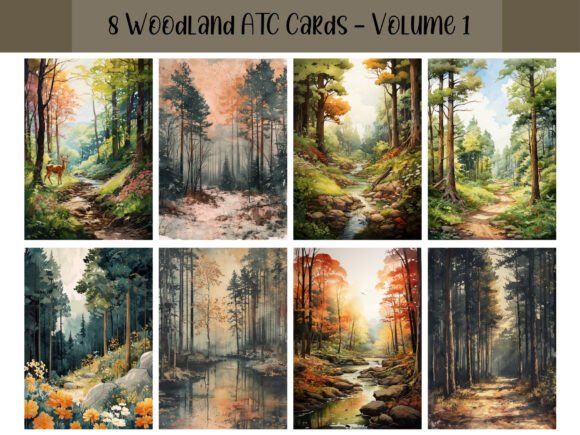 Download 8 Woodland ATC Cards for Scrapbooking - Atc Collection