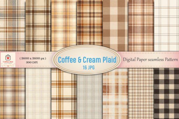 Download Coffee &amp; Cream Plaid Digital Paper - Digital paper Collection
