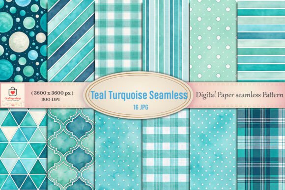 Download Teal Turquoise Digital Paper Bundle - Digital paper Collection
