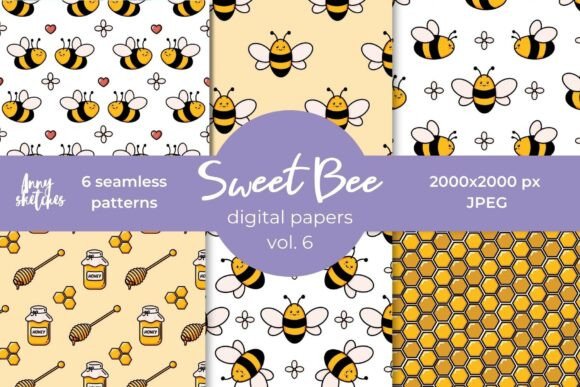 Download Bee Digital Paper Cute Summer Papers - Digital paper Collection