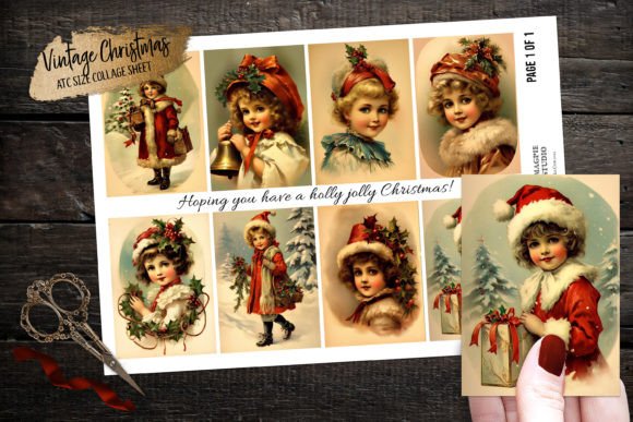 Download Vintage Christmas Girl ATC Collage Sheet - Atc Collection