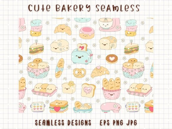 Download Cute Bakery Seamless Food Digital Paper - Premium Resources