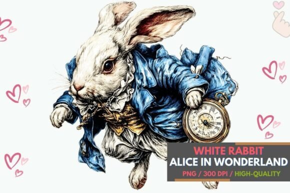 Download Vintage White Rabbit Pocket Watch Art - Atc Collection