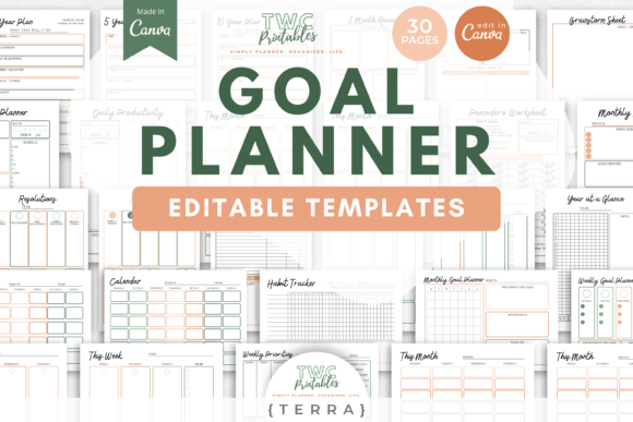 Download Goal Planner Canva Templates | TERRA - Canva templates Collection